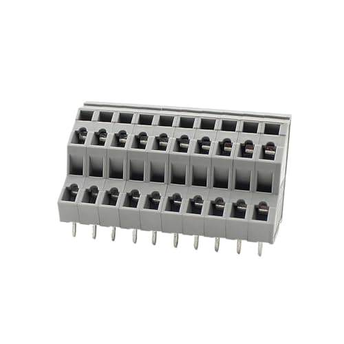 Image of 100Pcs 5.0mm Pitch Double Row Spring PCB Terminal Blocks, Compact Grey Connection Connectors, Multi-spec 2P/3P Industrial Wiring Terminals(2X5P(10PCS))