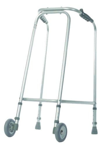 Image of Aidapt Ultra Narrow Large Adult Adjustable Height Aluminium Lightweight Walking Frame with Wheels and Anti Slip Ferrule Feet to Aid Stability and Confidence when Walking Aid