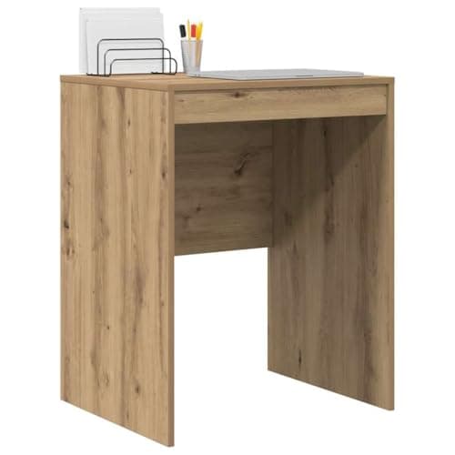 Image of vidaXL Desk Artisan oak 60 x 50 x 76 cm Engineered wood, Living Room, Rectangular, Modern, Durable, Ample Storage, Compact Desk, Writing, Student, Functional
