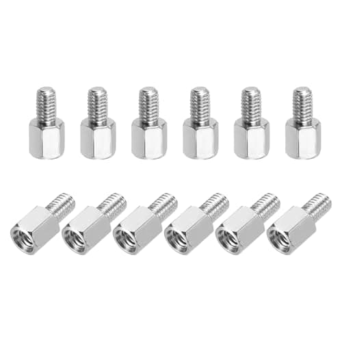 Image of sourcing map Hex Spacer Screws, M3x5mm+5mm Male to Female Thread Brass Nickel Plated Motherboard Standoffs Spacer Pillars for PCB Circuit Boards FPV Quadcopter Drone DIY, Pack of 12