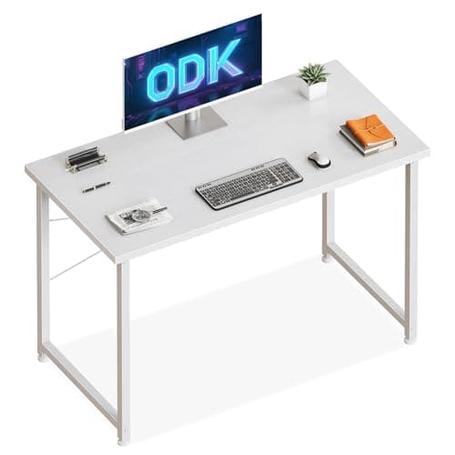 Image of ODK 100×48 cm Desk, Small Computer Desk for Home Office, Study Office Table for Small Space, Easy Assembly, White
