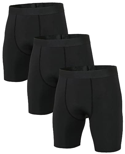 Image of Niksa 3 Pack Mens Compression Shorts Gym Running Sports Underwear Base Layer Shorts Sports Undershorts Quick-Drying Fabric Men’s Workout Shorts with Compression Fit Black L
