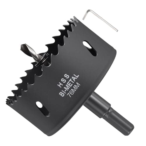 Image of METALLIXITY Bi-Metal Hole Saw 3", M42 HSS Circular Head 76mm Hole Cutter with Center Drill Bit - for Thick Stainless Steel Hard Steel Sheet, Black