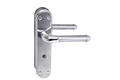 Image of Haven Heritage Door Handles Interior Lever Latch Lock Bathroom Marina Deluxe Sleek Modern Duo Two Tone Polished Chrome/Satin Nickle (Bath)