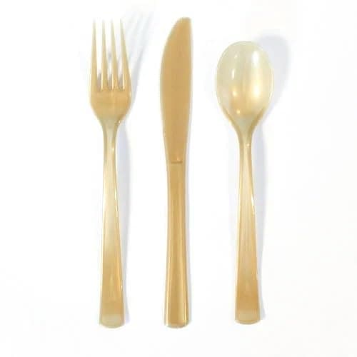 Image of Assorted Plastic Reusable Cutlery Set 18 Pcs, Pack of 18 (Gold)