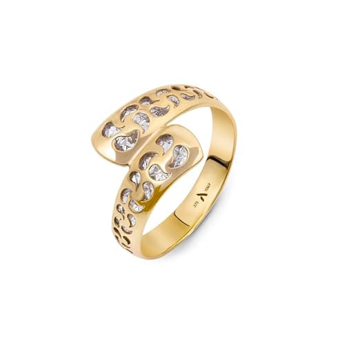 Image of Amberta Real Italian 9ct 14ct Gold Diamond Wrap Ring for Women | Solid 14ct 9ct Gold Ring for Women Non Tarnish Spiral Gift for Her: R