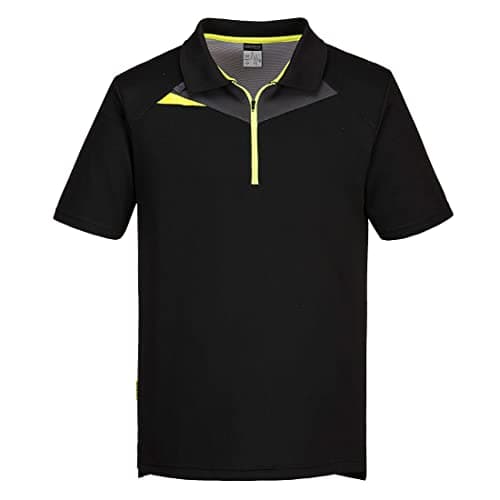 Image of Portwest DX410 DX4 Polo Shirt Moisture-Wicking Breathable Quick-Dry Anti-Bacterial Slim Fit UV Protection Workwear for Professionals and Corporate Use, Black, M