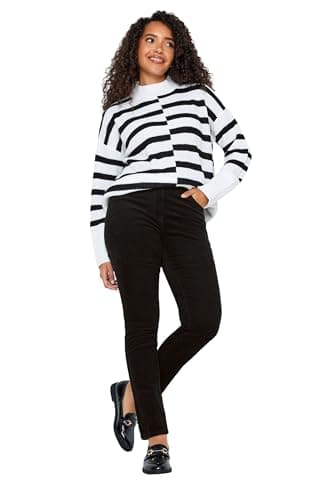 Image of M&Co Straight Leg Cord Trousers - Women's Black