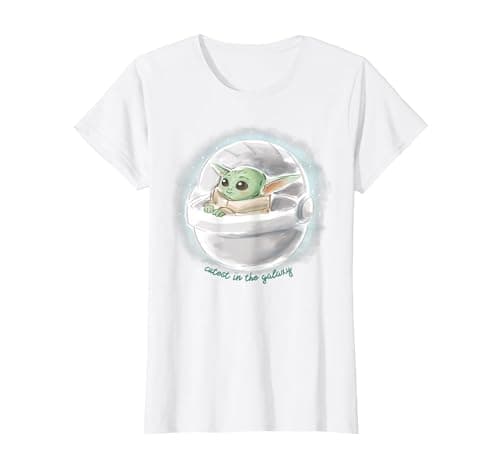 Image of Star Wars The Mandalorian The Child Cutest Watercolor T-Shirt, Women, White, XX-Large