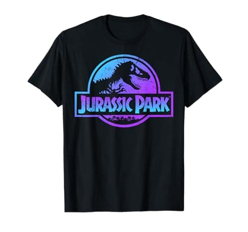Image of Jurassic Park Blue Purple Gradient Fossil Logo T-Shirt
