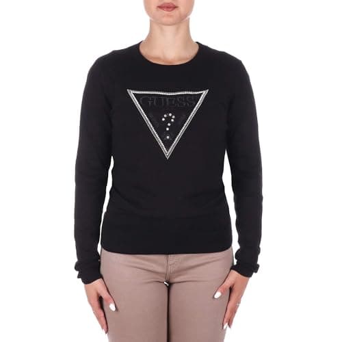 Image of GUESS Kiara Triangle JBLK Jet Black a996 Winter Jeans Jumper, Black, S
