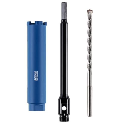 Image of 38mm x 150mm Long Diamond Core Drill Bit Set with 240mm Long HEX Shank Adapter & Centre Drill Bit. To Be Used In Concrete Masonry Brick Block Stone Granite