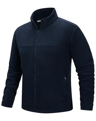 Image of 33,000ft Men's Fleece Jackets Full Zip Lightweight Winter Jackets Windproof Warm Ski Jacket Stand Collar Thermal Coat for Hiking Running Cycling Deep Blue XL