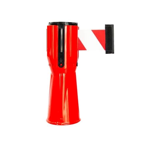 Image of Retractable Traffic Cone Caution Tape 3 Meter | Retractable Ribbon 3 Mtr Red | Cone Mountable Emergency Warning Belt | High Visibility Red Retractable Topper for Traffic Cone