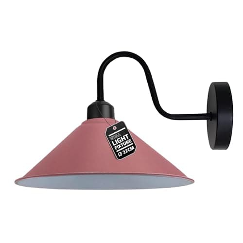 Image of Led Wall Lights Indoor Modern Pink 22cm Cone Shaped Shade Swan Neck Led Sconce Fittings Not Battery Operated Wall Lamp for Living Room, Bedroom, Hallway