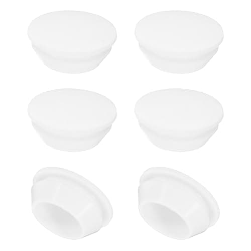 Image of PATIKIL 18mm Diameter Silicone Round Snap, 6 Pcs in Type Locking Furniture Hole Plug Button Protective Cover Cap Head Fit for 18-19mm Hole for Seal Bulkhead Cylinder Hole, White