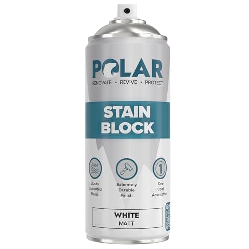 Image of Polar Stain Block Spray - 1 x 400ml | Matt White | Prevents & Removes Stains, Grease, Water Marks & Rust on Internal Walls & Ceilings | Primer Spray for Wood, Plastic, Tiles, & Painted Surfaces