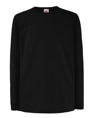 Image of Fruit of the Loom Kids Long Sleeve Valueweight Tee Black 5-6 Yrs