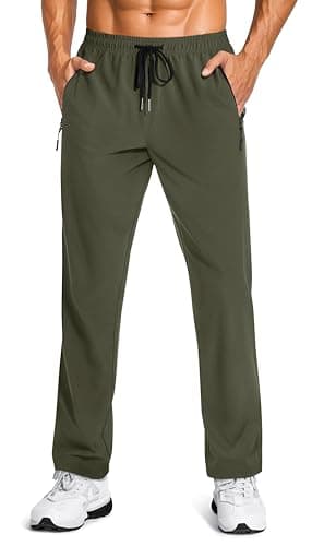 Image of TACVASEN Men's Jogging Bottoms Lightweight Quick Dry Stretch Joggers for Running Workout Casual Army Green
