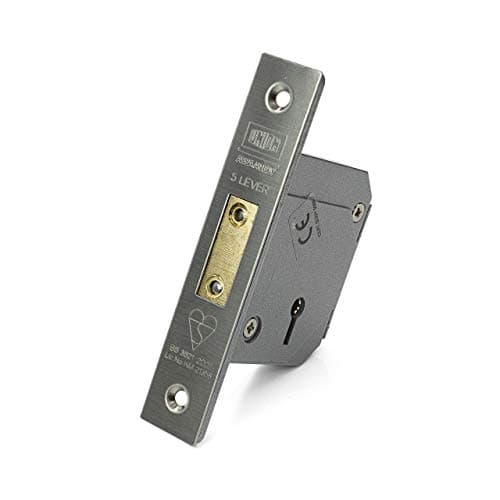 Image of Union/Chubb 3G114E - 5 Lever Deadlock - BS3621:2007-67mm Case - Satin Chrome - Heavy Duty Deadlock - Supplied with 3 Extra Keys Free of Charge Worth Over £14.40