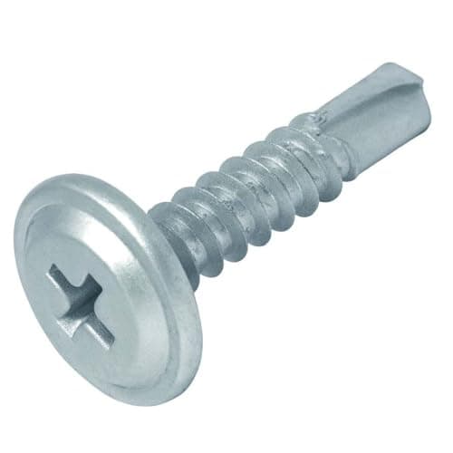 Image of 4.2mm x 32mm (Pack of 50) Silver Self-Drilling Screws with Flange Head Zinc Plated for Metal Sheet Construction Roofing Windows M10EF