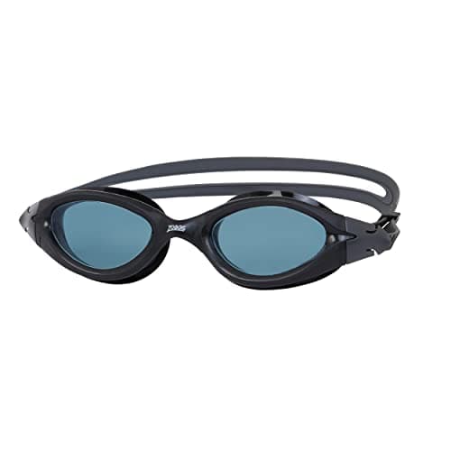 Image of Zoggs Panorama Adult Swimming Goggles (Smoke Lens, Black) for Men and Women, Soft Anti-Leak Seal, Anti-Fog, UV Protection, Quick Adjust Strap, 180 Degree Clear Vision Swim Goggles