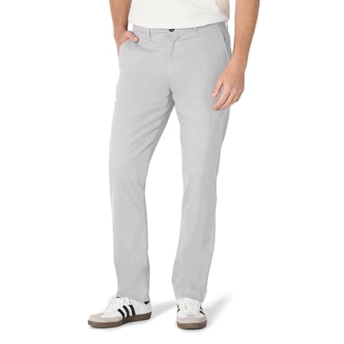Image of Amazon Essentials Men's Athletic Fit Casual Stretch Chino Work Trousers (Available in Big & Tall), Grey, 38W / 32L