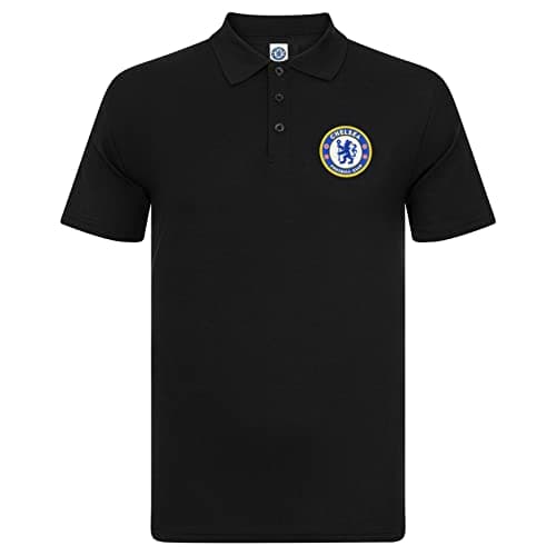 Image of Chelsea Official Football Gift Mens Crest Polo Shirt Black Medium