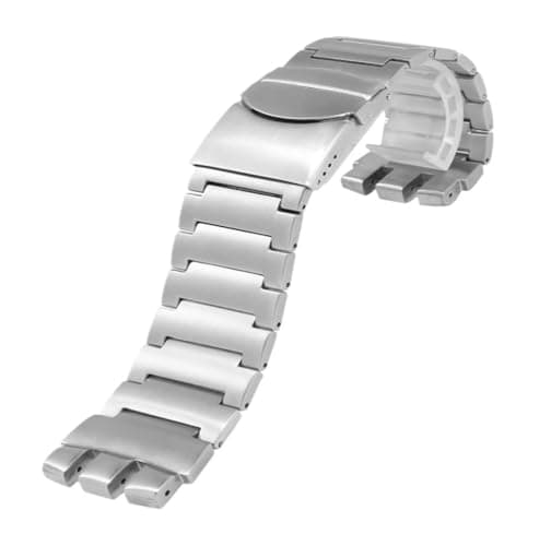 Image of For Swatch Men Irony Big Size Watch Strap 23mm Stainless Steel Bracelet Solid Silver Black Folding Buckle Compatible With Swatch Watches(Silver)