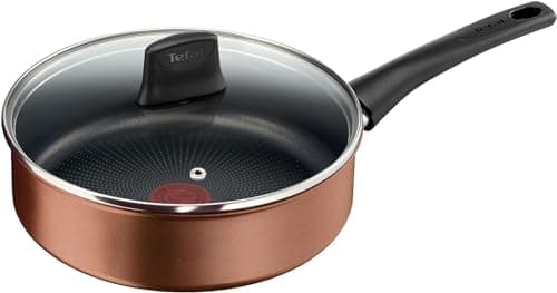Image of Tefal Saute Pans with Lid 24 cm, Titanium Pro Non-Stick Coating, Thermal Signal, Durable, Suitable for All Hobs