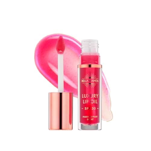 Image of Bellamianta Luxury Lip Oil, SPF 30, Hydrating, Nourishing, with Hyaluronic Acid, Rose Hip Oil, Vitamin E, 3ml (Raspberry)