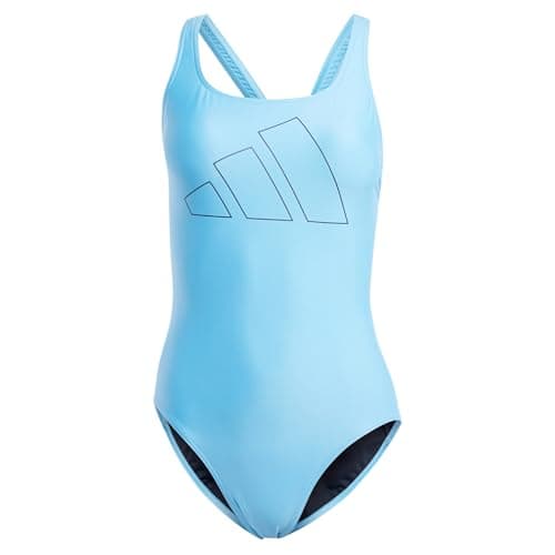 Image of adidas Women's Big Bars Swimsuit, Blue Burst, 36