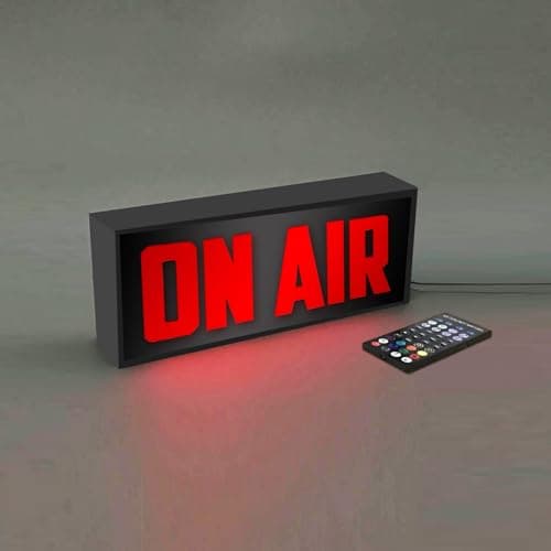 Image of On Air Sign LED Retro Light, USB Powered Wall Mount or Desk Light Box, Youtube Streamers/Gamers - Red Cool On Air Sign for Studio, Dining Room Game Room Décor