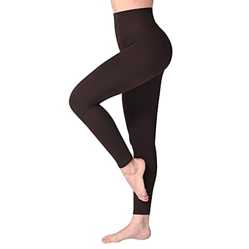 Image of SINOPHANT High Waisted Leggings for Women, Buttery Soft Elastic Opaque Tummy Control Leggings, Plus Size Workout Gym Yoga(Brown1,L-XL)