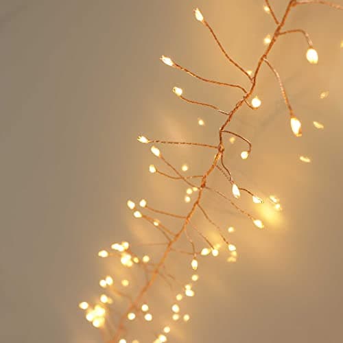 Image of Qbis 400 LED Cluster Lights. Twinkle/Static Mode + Timer. Warm White Cluster Christmas Lights on Thin Copper Wire. Plug in Fairy Light String (400 LED Warm White (Copper Wire) Twinkle)