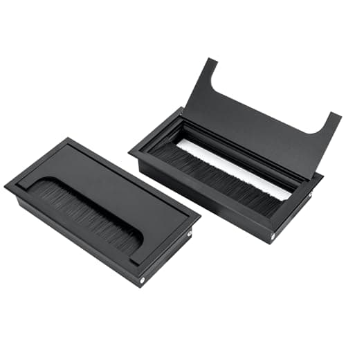 Image of 2Pcs Silver Desk Cable Grommets 160x80MM, Desk Plug Hole Cover, Computer Desk Metal Cable Hole, Aluminum Alloy Rectangle Cable Hole Cover for Desktop Cable Organizer