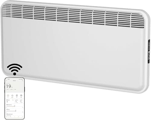 Image of MYLEK WiFi Electric Panel Heater Radiator 2KW – Smart Wall Mounted or Freestanding Heater with App Control, Digital Thermostat, 24/7 Or Countdown Timer, Eco Mode, Lot 20 Compliant (2000W)