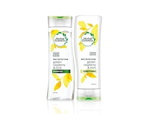 Image of Herbal Essences Daily Detox Shine Shampoo and Conditioner with Golden Raspberry and Mint. Bundle with Exclusive Beauty Tips.