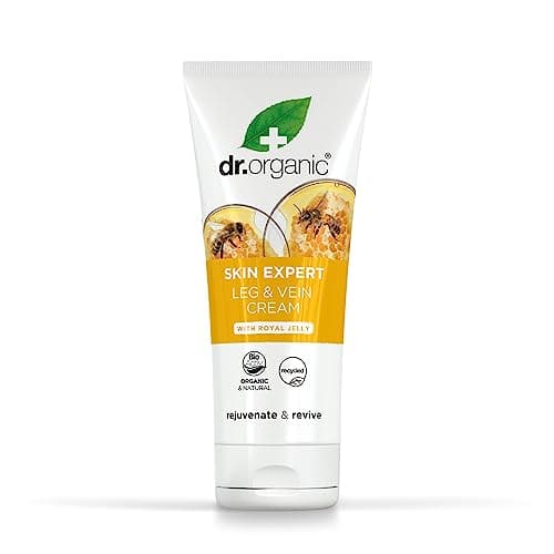 Image of Dr Organic Skin Expert Leg & Vein Cream with Organic Royal Jelly, Moisturising, Heavy Legs, Natural, Vegetarian, Cruelty-Free, Paraben & SLS-Free, Recycled & Recyclable, 200ml, Packaging may vary
