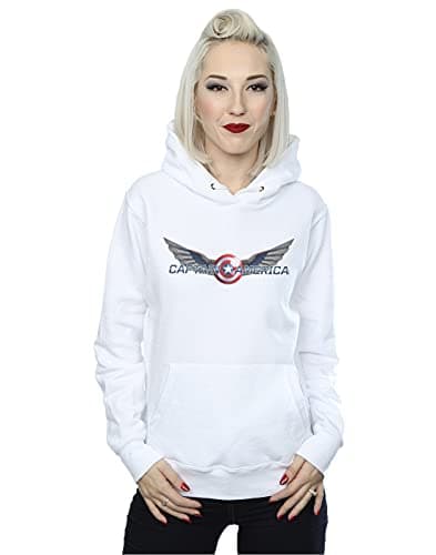 Image of Marvel Women's Falcon And The Winter Soldier Captain America Logo Hoodie White Large