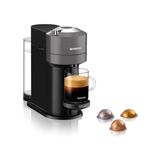 Image of Nespresso Vertuo Next Coffee Machine by De'Longhi, Over 30 Varieties of Pods, 6 Coffee Cup Sizes, Americano, Starter Capsule Set Included, EN120.GY, Grey