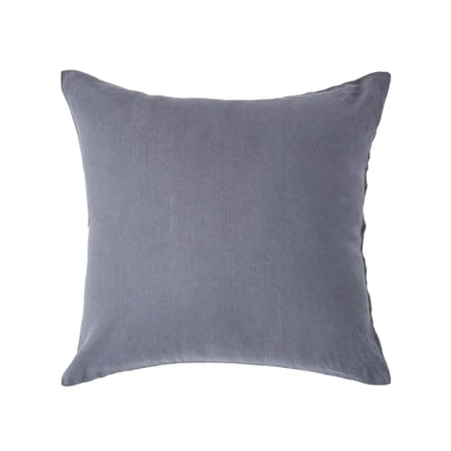 Image of HOMESCAPES Luxury Soft European Linen Pillowcase Plain Dark Grey Continental Textured Natural French Flax Fibre Linen & Pure 100% Cotton Blend Charcoal Standard Pillowcase, Square 80 x 80 cm
