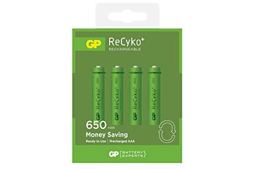 Image of GP AAA 650 mAh Recyko+ NiMH Rechargeable Batteries. 4 Batteries