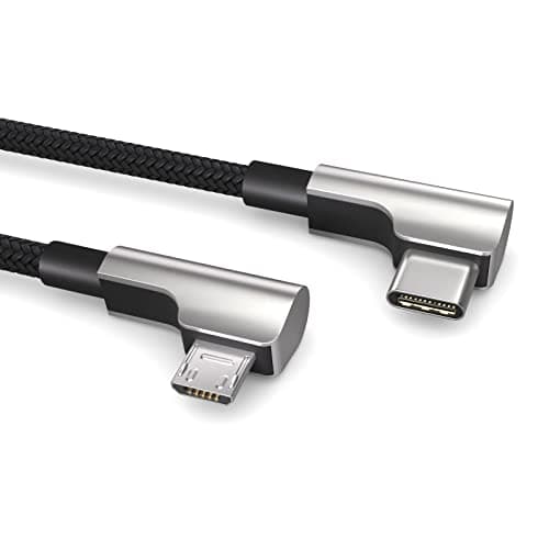 Image of PAXO 0.3 m OTG USB cable, charges micro USB devices, USB C to micro USB angled plug, data cable, charging cable, USB 2.0