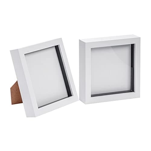 Image of Nicola Spring 3D Shadow Box Photo Frames - 6 x 6 (15 x 15cm) - Pack of 2 - White 3D Photo Frame Picture Frame Memorabilia Display Case for Crafts, Keepsakes, Wedding, Graduation