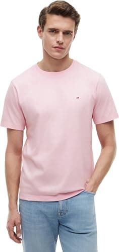 Image of Tommy Hilfiger Men’s Short Sleeve Round Neck Seasonal Solid T-Shirt, Pink (Pink Lily), M