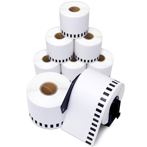 Image of Aegis Adhesives - 62 mm x 30.48 m (2.4 in x 100 ft) Replacement for Brother DK-22205 (8 Rolls, 1 Frame) Direct Thermal Labels Continuous Paper Tape - Compatible with QL Label Printers