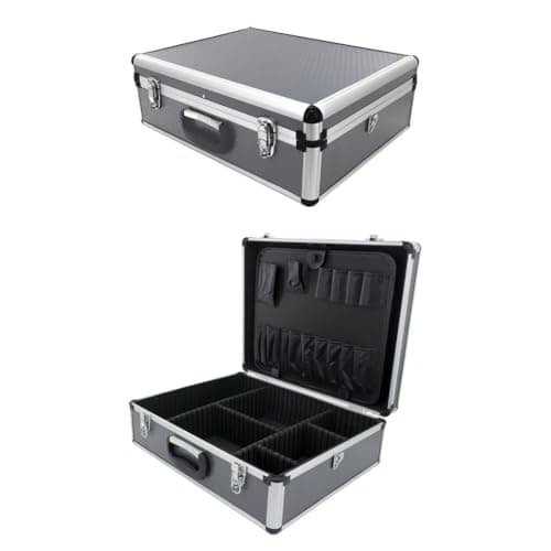 Image of ROC Cases B044 Silver Toolbox Flight Case L460 x W360 x H160mm with Tool Tray and Internal Dividers, Electronics, Photography Storage