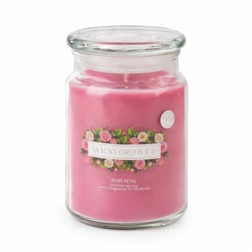 Image of eBoutik - Large Rose Petal Scented Candle in Glass Jar - Strong Scented Floral Home Fragrance Home Decoration | Up to 95 Hours Burn Time, Spring Easter Decor Gift