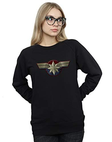 Image of Marvel Women's Captain Marvel Chest Emblem Sweatshirt Black Medium